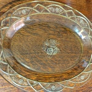 1930 Roses Federal Glass Oval Plate Platter Gorgeous